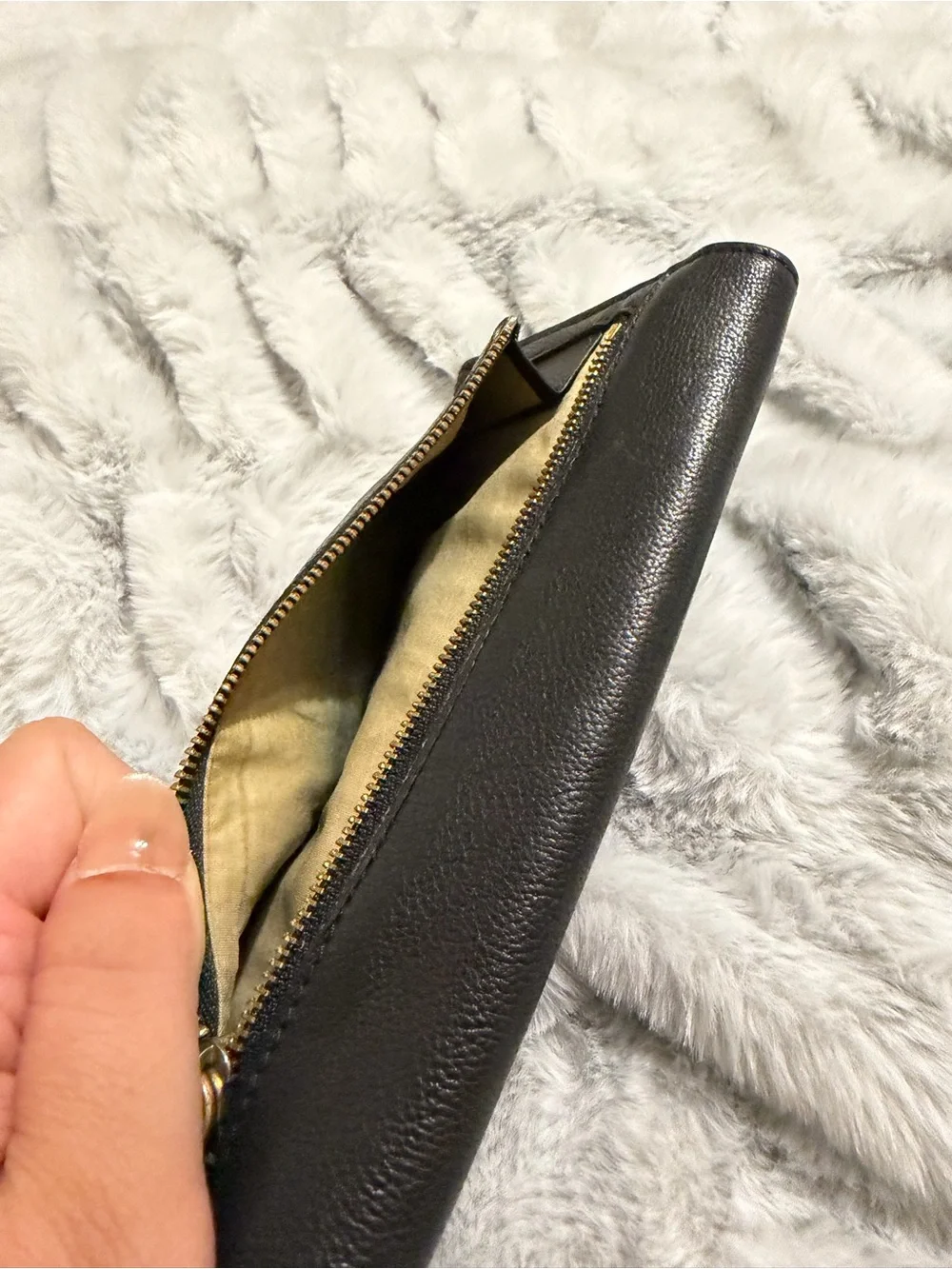 Chloe Black Leather Clutch with Gold Tone Turnlock
